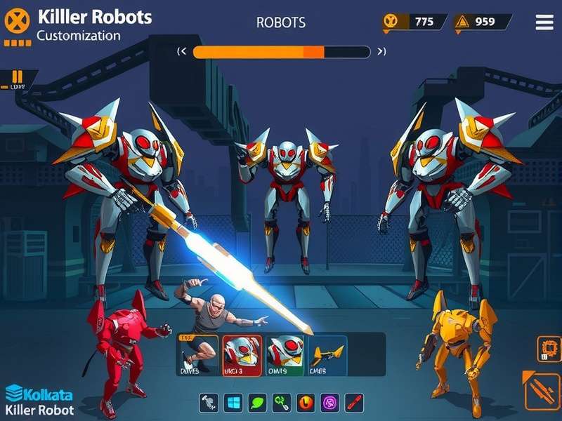 Kolkata Killer Robots - Extensive Customization Options Kolkata Killer Robots customization interface showing various robot parts
