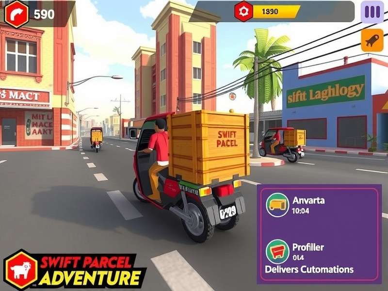 Swift Parcel Adventure Gameplay Swift Parcel Adventure gameplay screenshot showing delivery vehicle in Indian city