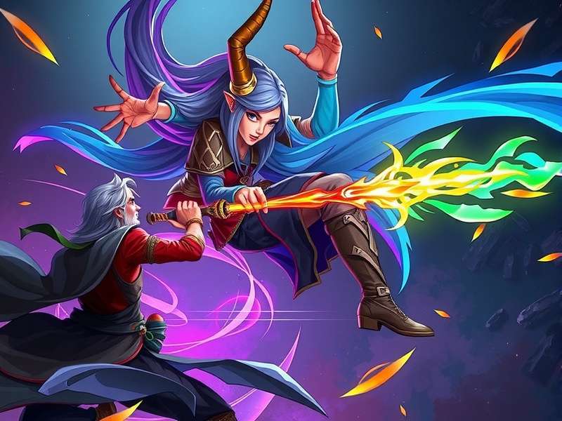 Wave Spellbinders Magical Combat Scene Wave Spellbinders gameplay screenshot showing magical combat