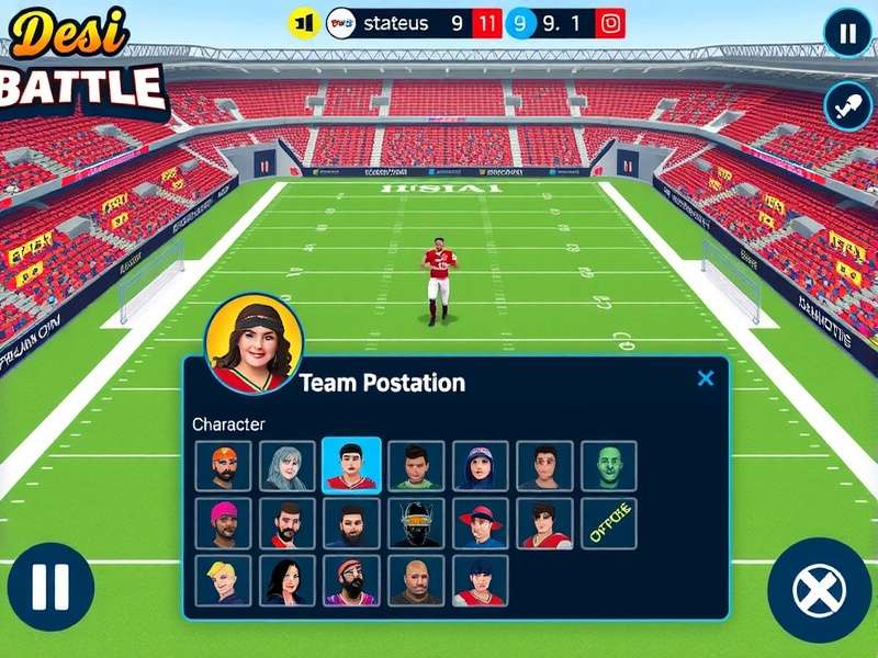 Desi NFL Grand Battle - Advanced Team Management Desi NFL Grand Battle team management interface showing strategic options