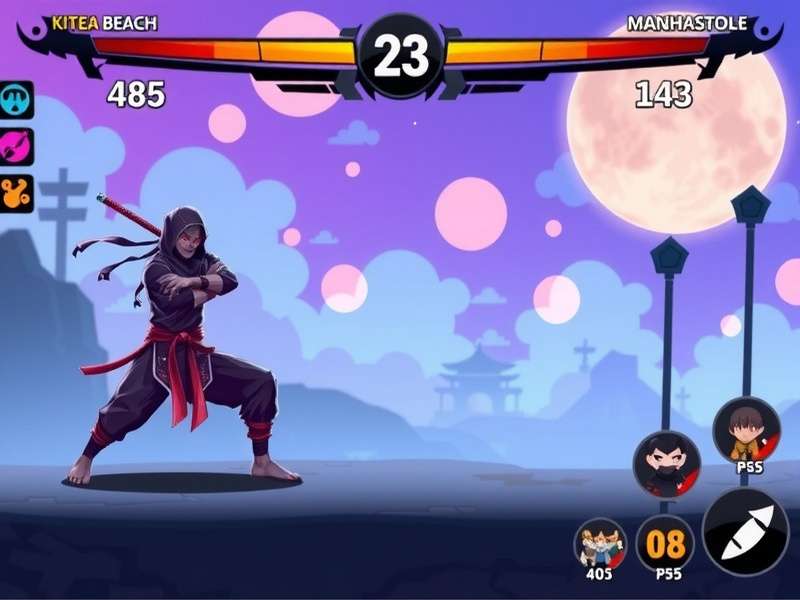 Narmada Ninja Duel Combat Scene Narmada Ninja Duel gameplay screenshot showing combat action
