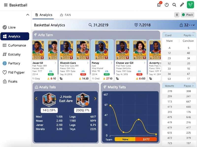 Fantasy Basketball Team Selection Dashboard Basketball Fantasy team selection interface showing player statistics