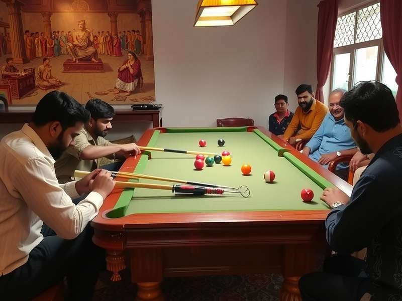 Early Golden Punjab Billiards Players (Circa 1950s) Historical photograph of early Golden Punjab Billiards players