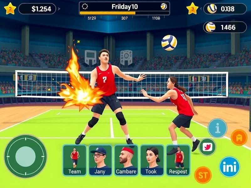 Game Controls and Customization Super Taj Volley Star control interface and player customization