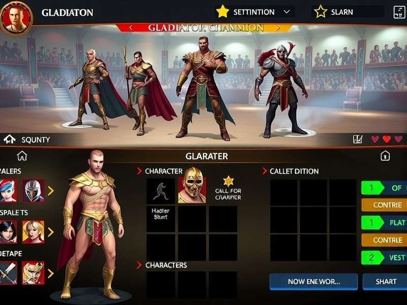 Gladiator Champion character customization screen