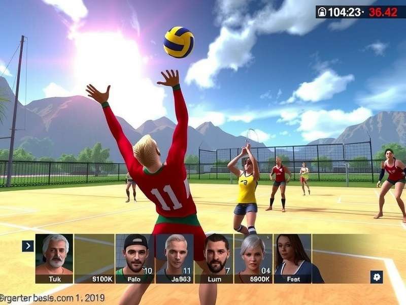Peak Volley Titans Gameplay Action Peak Volley Titans gameplay screenshot showing intense volleyball action