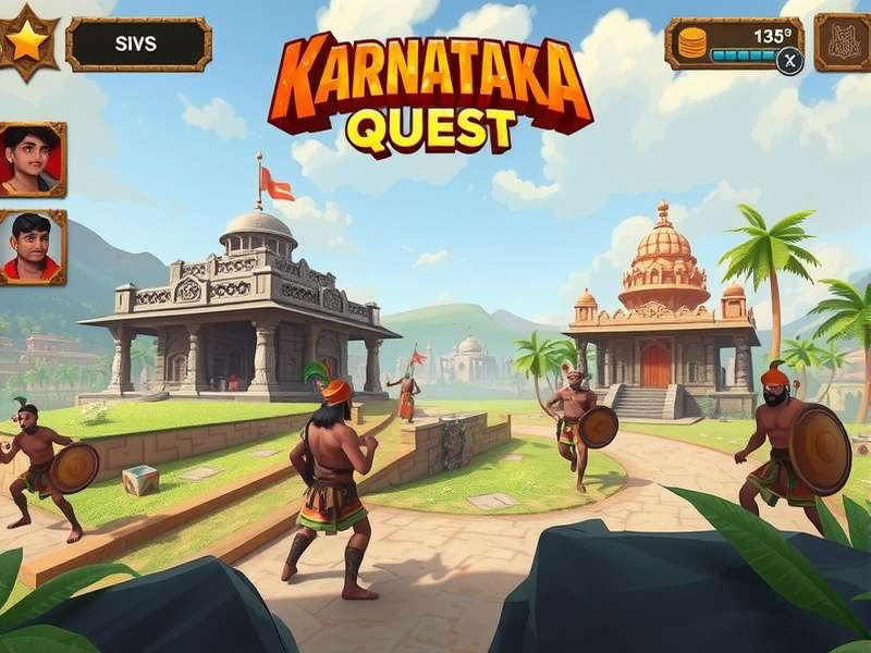 Karnataka Kingdom Quest Military Battle Scene Karnataka Kingdom Quest battle scene with traditional Indian warriors