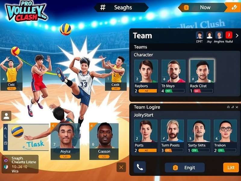 Pro Volley Clash Team Management Pro Volley Clash team management interface showing player stats