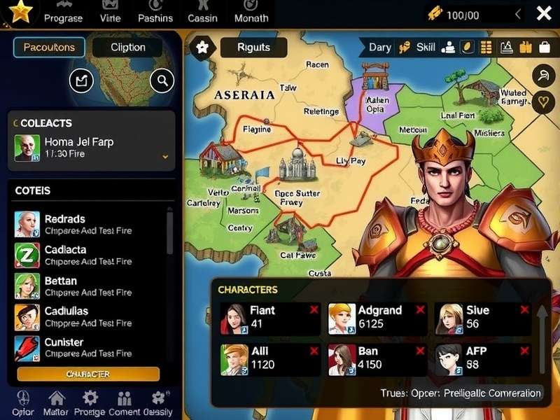 Goa Star Monarch Gameplay Interface Goa Star Monarch gameplay screenshot showing strategic map and character interface