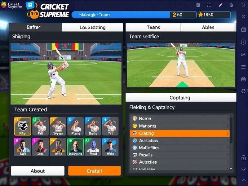 Cricket Blast Supreme Team Customization Cricket Blast Supreme customization options showing team creation