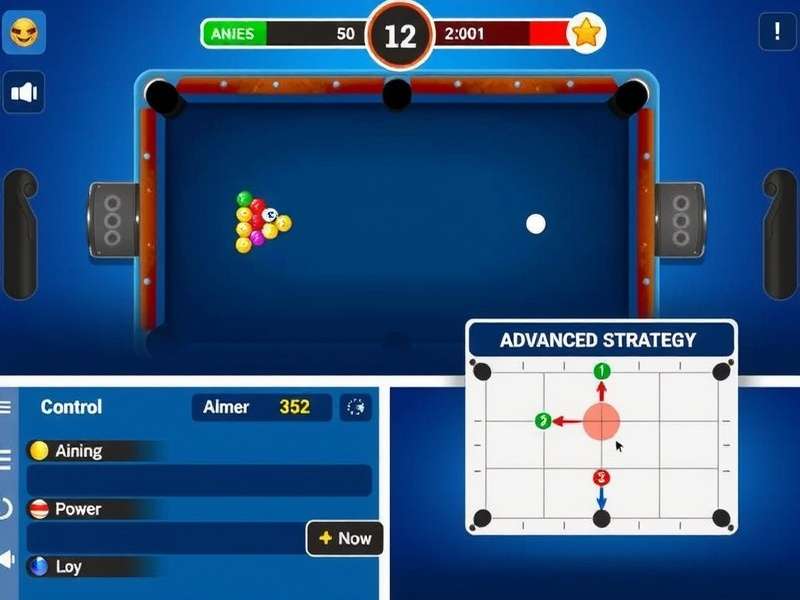 Prodigy Pool Master Game Interface Prodigy Pool Master gameplay interface showing pool table and controls