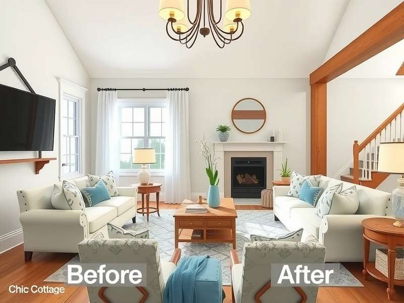 Chic Cottage Redesign Transformation Example Before and after transformation in Chic Cottage Redesign