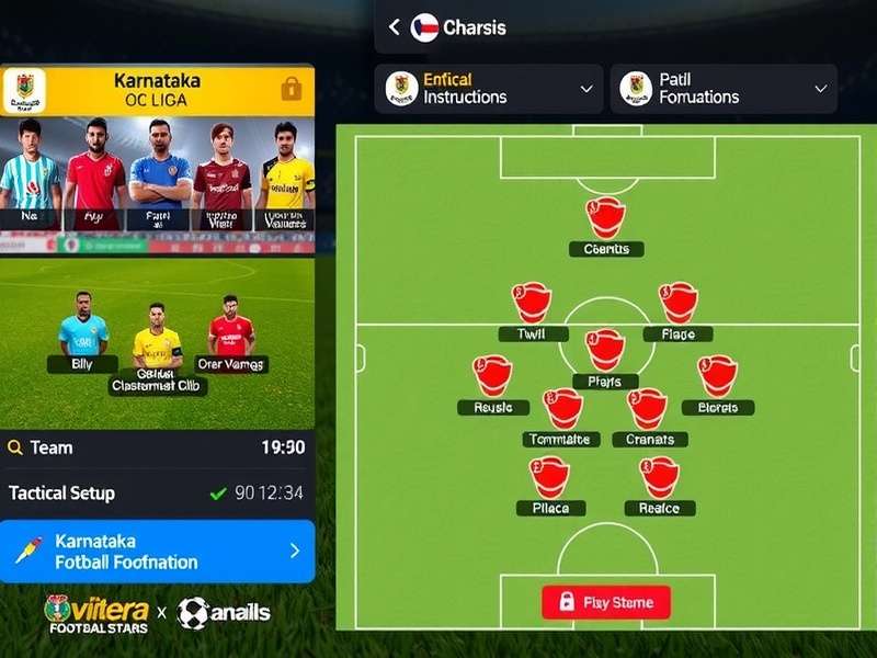 Team Selection in Karnataka Football Stars Karnataka Football Stars team selection screen showing various Karnataka-based football clubs